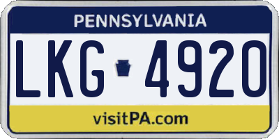 PA license plate LKG4920
