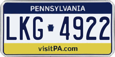 PA license plate LKG4922