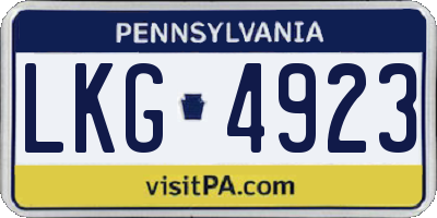 PA license plate LKG4923