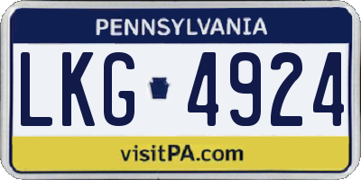 PA license plate LKG4924