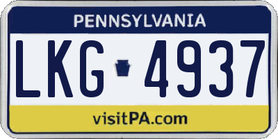 PA license plate LKG4937