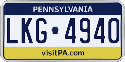 PA license plate LKG4940