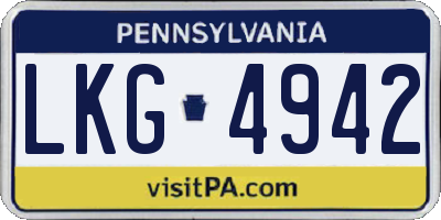 PA license plate LKG4942
