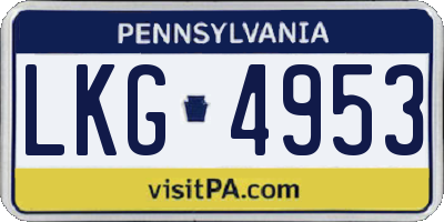 PA license plate LKG4953