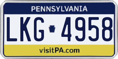 PA license plate LKG4958