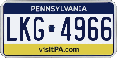 PA license plate LKG4966