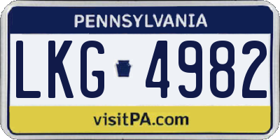PA license plate LKG4982