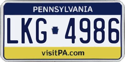PA license plate LKG4986