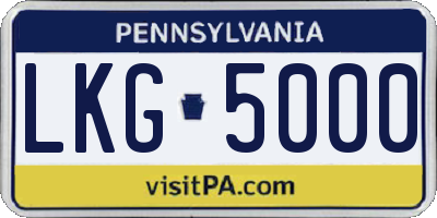 PA license plate LKG5000