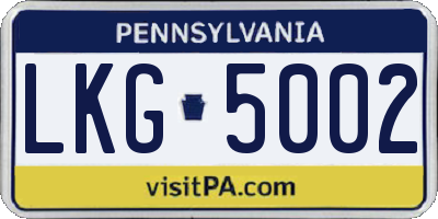 PA license plate LKG5002