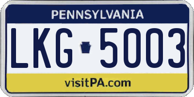 PA license plate LKG5003