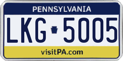PA license plate LKG5005
