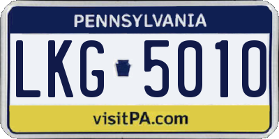 PA license plate LKG5010