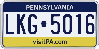 PA license plate LKG5016