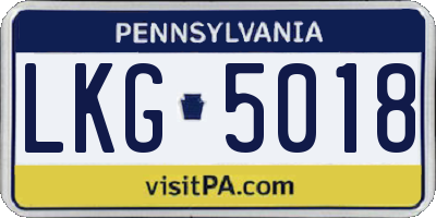 PA license plate LKG5018