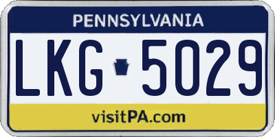 PA license plate LKG5029