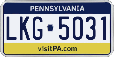 PA license plate LKG5031