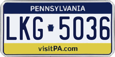 PA license plate LKG5036