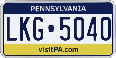 PA license plate LKG5040