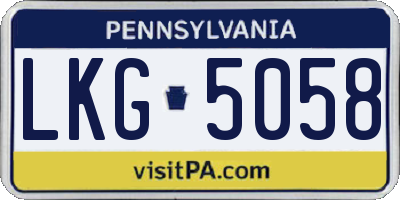 PA license plate LKG5058