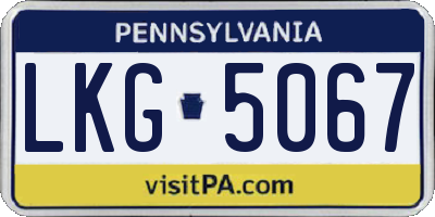 PA license plate LKG5067