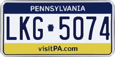PA license plate LKG5074