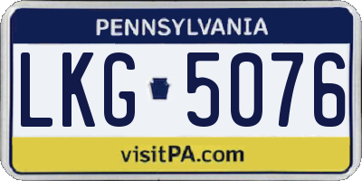 PA license plate LKG5076