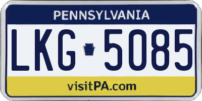 PA license plate LKG5085