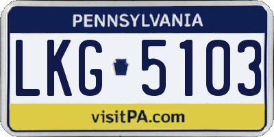 PA license plate LKG5103