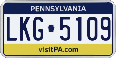 PA license plate LKG5109