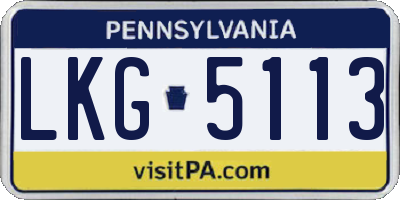 PA license plate LKG5113