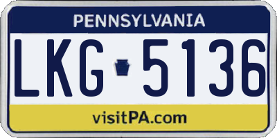 PA license plate LKG5136