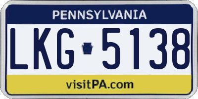 PA license plate LKG5138