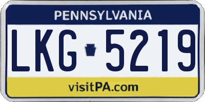 PA license plate LKG5219