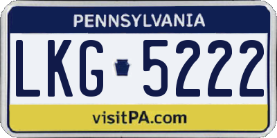 PA license plate LKG5222