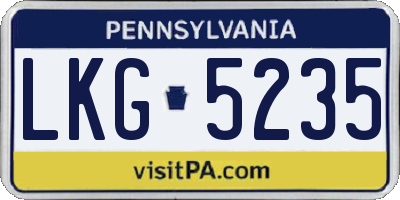 PA license plate LKG5235