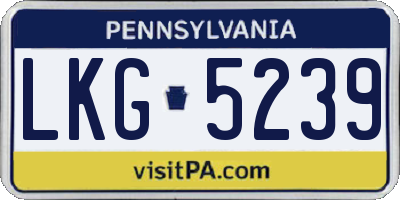 PA license plate LKG5239