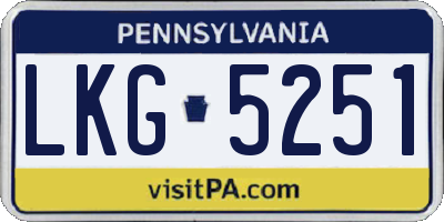 PA license plate LKG5251