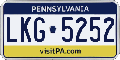PA license plate LKG5252