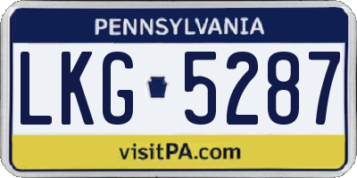 PA license plate LKG5287
