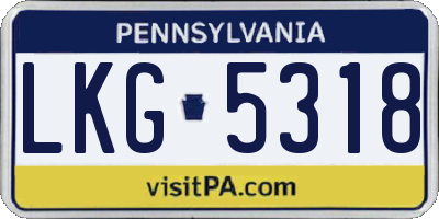PA license plate LKG5318