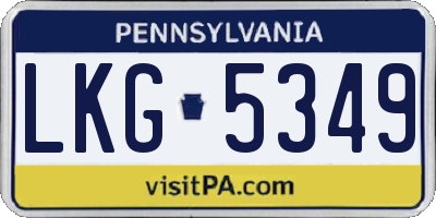 PA license plate LKG5349