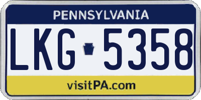 PA license plate LKG5358
