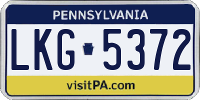 PA license plate LKG5372
