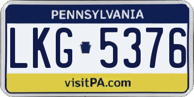 PA license plate LKG5376