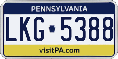 PA license plate LKG5388