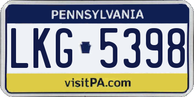 PA license plate LKG5398