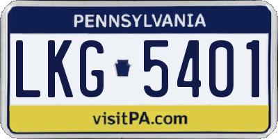PA license plate LKG5401