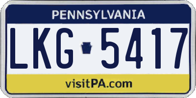 PA license plate LKG5417