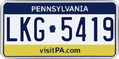 PA license plate LKG5419